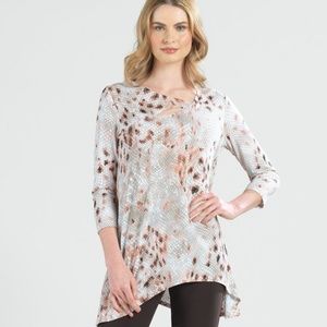 Python Print Angle Neckline Cut Out Accent Tunic